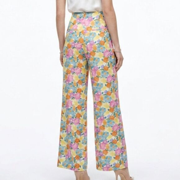 Jilzarah Pants - ZARA Multicolor Floral High Waisted Wide Leg Pants Size Small Boho Flowy Palazzo